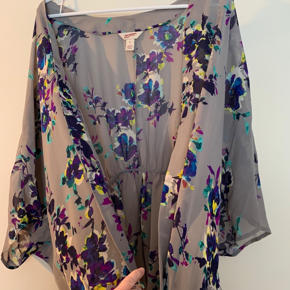 ARIZONA Floral Beach Coverup Size Medium Multicolor Travel Vacation Resortwear - Picture 4 of 9
